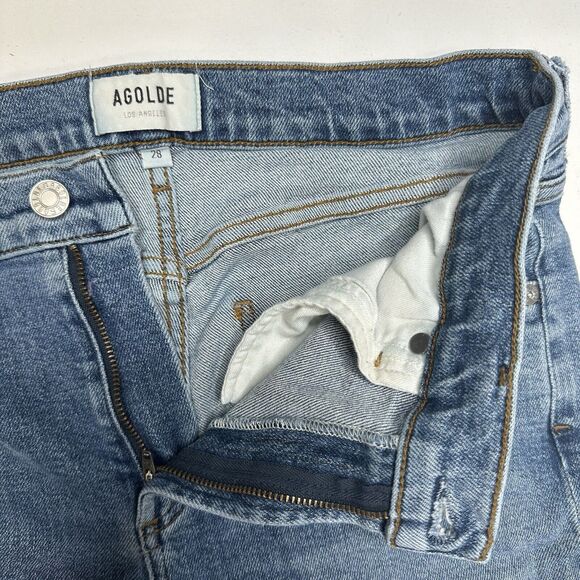 AGOLDE Jeans Women 28 Toni Midrise Skinny Blue Stretch Denim Distress Light Wash - Picture 9 of 12